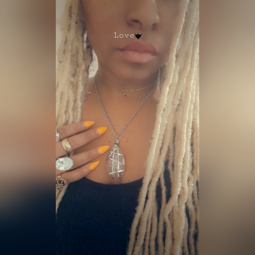 Wire Wrap Clear Pendant Necklace